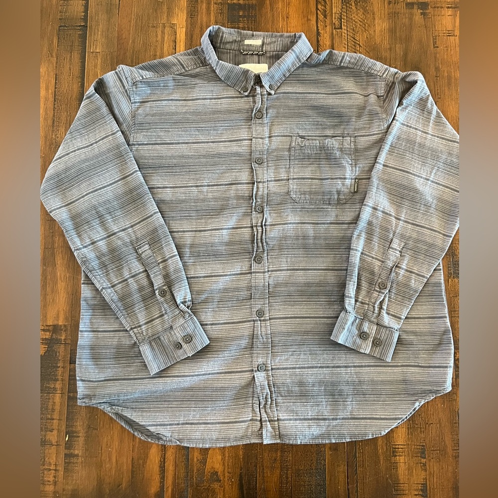 Columbia Men’s Midweight Grey Blue Button Down Long Sleeved Shirt XXL L/S